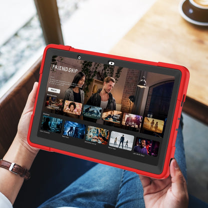 For Lenovo Tab M10 5G 10.6 inch Contrast Color Silicone PC Tablete Case with Holder(Red Black) - Lenovo by buy2fix | Online Shopping UK | buy2fix