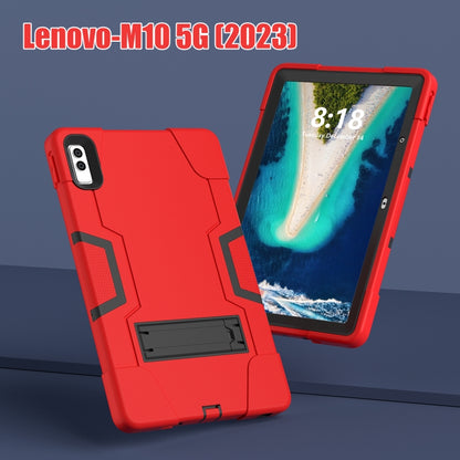 For Lenovo Tab M10 5G 10.6 inch Contrast Color Silicone PC Tablete Case with Holder(Red Black) - Lenovo by buy2fix | Online Shopping UK | buy2fix