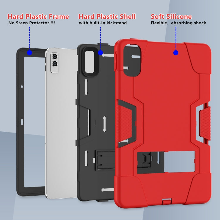 For Lenovo Tab M10 5G 10.6 inch Contrast Color Silicone PC Tablete Case with Holder(Red Black) - Lenovo by buy2fix | Online Shopping UK | buy2fix