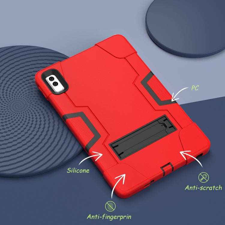 For Lenovo Tab M10 5G 10.6 inch Contrast Color Silicone PC Tablete Case with Holder(Red Black) - Lenovo by buy2fix | Online Shopping UK | buy2fix