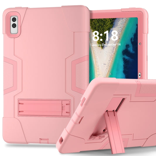 For Lenovo Tab M10 5G 10.6 inch Contrast Color Silicone PC Tablete Case with Holder(Rose Gold) - Lenovo by buy2fix | Online Shopping UK | buy2fix
