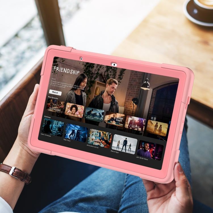 For Lenovo Tab M10 5G 10.6 inch Contrast Color Silicone PC Tablete Case with Holder(Rose Gold) - Lenovo by buy2fix | Online Shopping UK | buy2fix