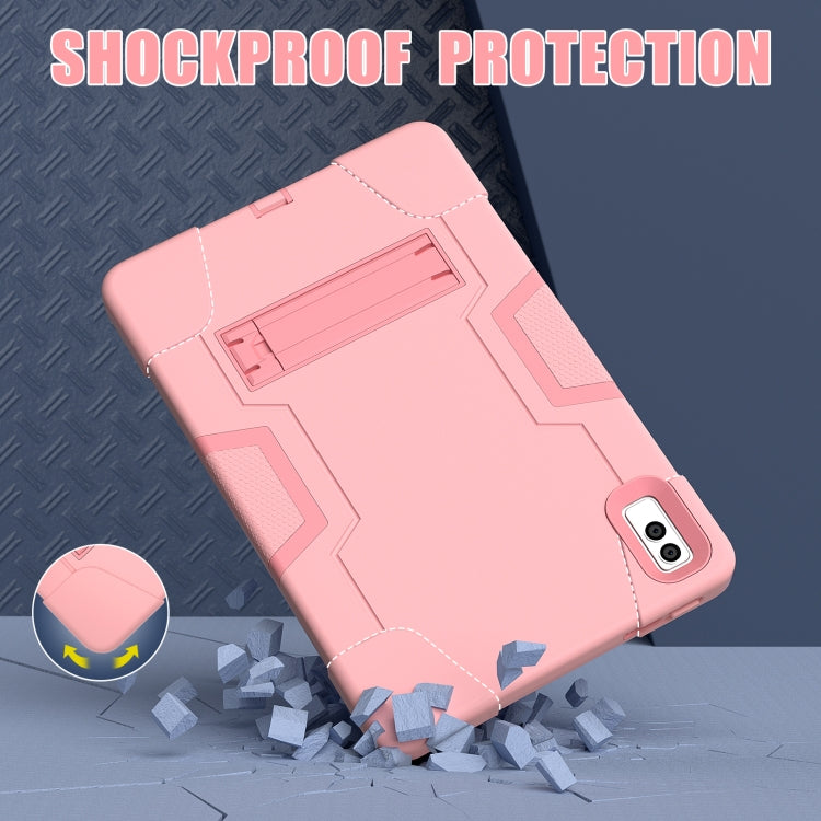 For Lenovo Tab M10 5G 10.6 inch Contrast Color Silicone PC Tablete Case with Holder(Rose Gold) - Lenovo by buy2fix | Online Shopping UK | buy2fix