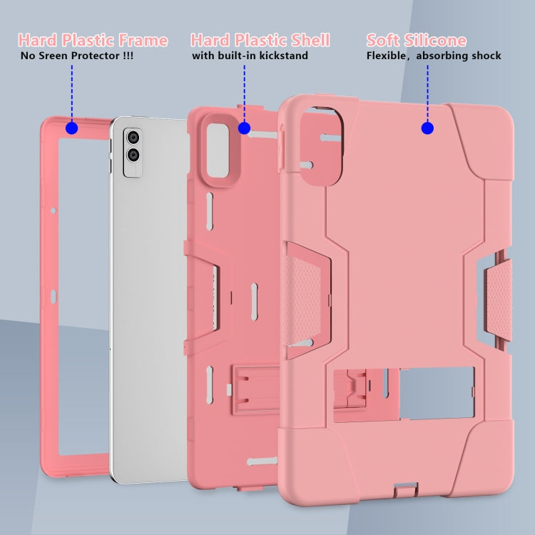 For Lenovo Tab M10 5G 10.6 inch Contrast Color Silicone PC Tablete Case with Holder(Rose Gold) - Lenovo by buy2fix | Online Shopping UK | buy2fix