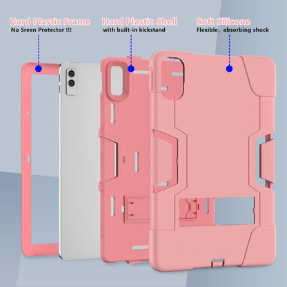 For Lenovo Tab M10 5G 10.6 inch Contrast Color Silicone PC Tablete Case with Holder(Rose Gold) - Lenovo by buy2fix | Online Shopping UK | buy2fix
