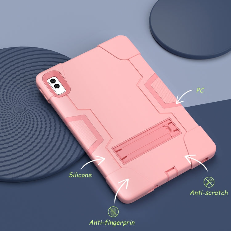 For Lenovo Tab M10 5G 10.6 inch Contrast Color Silicone PC Tablete Case with Holder(Rose Gold) - Lenovo by buy2fix | Online Shopping UK | buy2fix