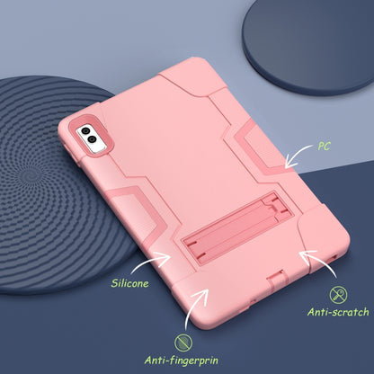 For Lenovo Tab M10 5G 10.6 inch Contrast Color Silicone PC Tablete Case with Holder(Rose Gold) - Lenovo by buy2fix | Online Shopping UK | buy2fix