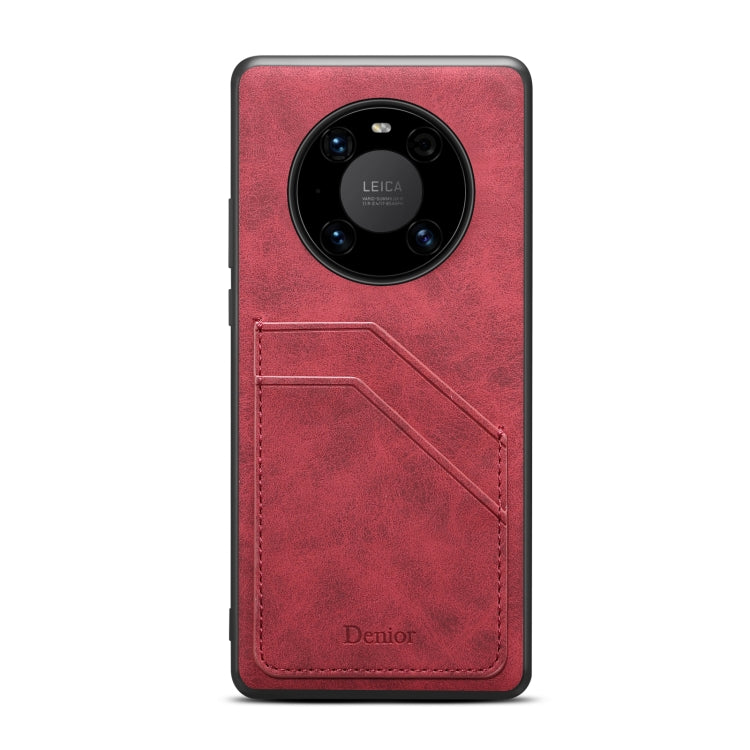 For Huawei Mate 60 Denior PU Dual Card Slot Back Cover Phone Case(Red) - Huawei Cases by Denior | Online Shopping UK | buy2fix
