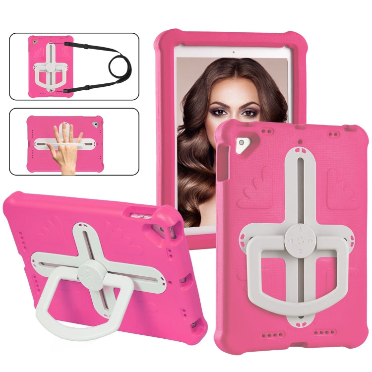 For iPad Air 2 / 9.7 2017 / 2018 Shield 360 Rotation Handle EVA Shockproof PC Tablet Case(Rose Red Beige) - iPad 9.7 (2018) & (2017) Cases by buy2fix | Online Shopping UK | buy2fix