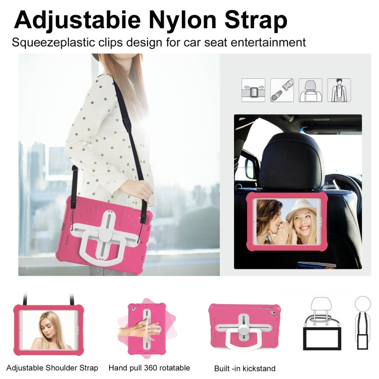 For iPad Air 2 / 9.7 2017 / 2018 Shield 360 Rotation Handle EVA Shockproof PC Tablet Case(Rose Red Beige) - iPad 9.7 (2018) & (2017) Cases by buy2fix | Online Shopping UK | buy2fix