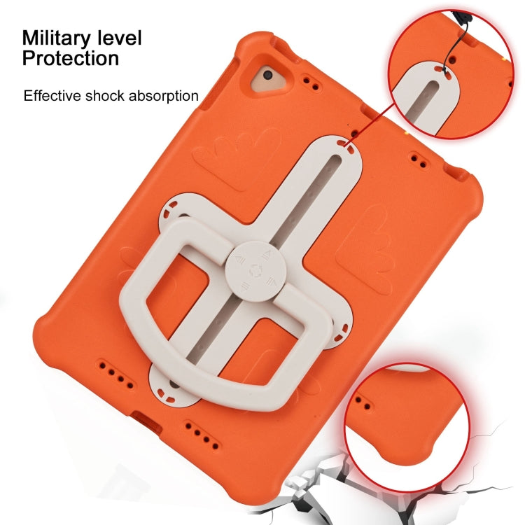 For iPad Air 2 / 9.7 2017 / 2018 Shield 360 Rotation Handle EVA Shockproof PC Tablet Case(Orange Beige) by buy2fix