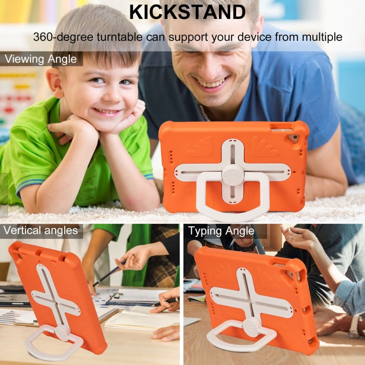 For iPad Air 2 / 9.7 2017 / 2018 Shield 360 Rotation Handle EVA Shockproof PC Tablet Case(Orange Beige) by buy2fix