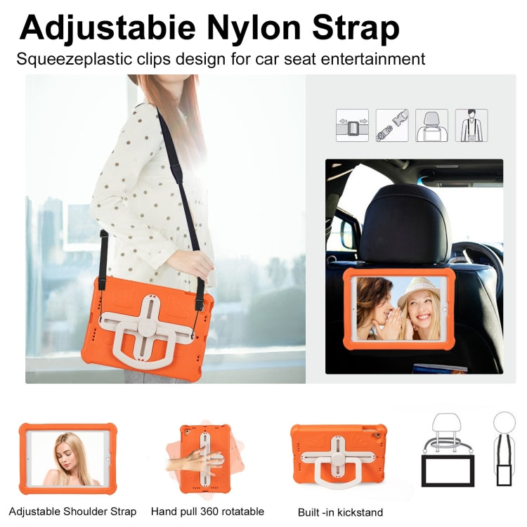 For iPad Air 2 / 9.7 2017 / 2018 Shield 360 Rotation Handle EVA Shockproof PC Tablet Case(Orange Beige) by buy2fix