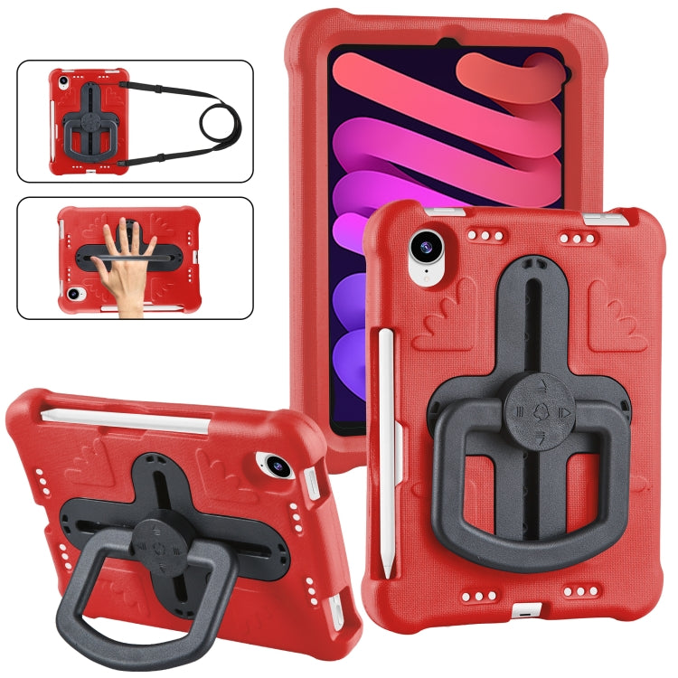For iPad mini 6 2021 / mini 2024 Shield 360 Rotation Handle EVA Shockproof PC Tablet Case(Red Black) - iPad mini 6 Cases by buy2fix | Online Shopping UK | buy2fix
