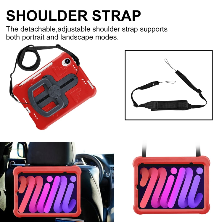 For iPad mini 6 2021 / mini 2024 Shield 360 Rotation Handle EVA Shockproof PC Tablet Case(Red Black) - iPad mini 6 Cases by buy2fix | Online Shopping UK | buy2fix
