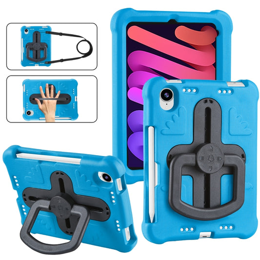 For iPad mini 6 2021 / mini 2024 Shield 360 Rotation Handle EVA Shockproof PC Tablet Case(Blue Black) - iPad mini 6 Cases by buy2fix | Online Shopping UK | buy2fix