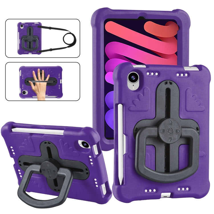 For iPad mini 6 2021 / mini 2024 Shield 360 Rotation Handle EVA Shockproof PC Tablet Case(Purple Black) - iPad mini 6 Cases by buy2fix | Online Shopping UK | buy2fix