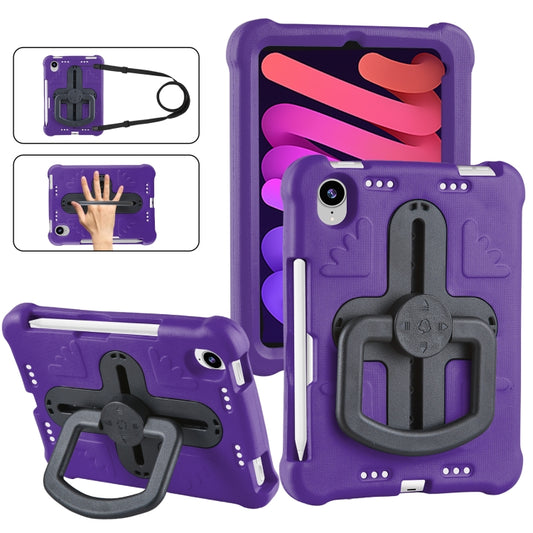 For iPad mini 6 2021 / mini 2024 Shield 360 Rotation Handle EVA Shockproof PC Tablet Case(Purple Black) - iPad mini 6 Cases by buy2fix | Online Shopping UK | buy2fix