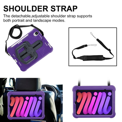 For iPad mini 6 2021 / mini 2024 Shield 360 Rotation Handle EVA Shockproof PC Tablet Case(Purple Black) - iPad mini 6 Cases by buy2fix | Online Shopping UK | buy2fix