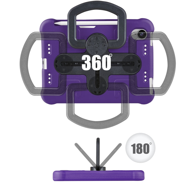 For iPad mini 6 2021 / mini 2024 Shield 360 Rotation Handle EVA Shockproof PC Tablet Case(Purple Black) - iPad mini 6 Cases by buy2fix | Online Shopping UK | buy2fix