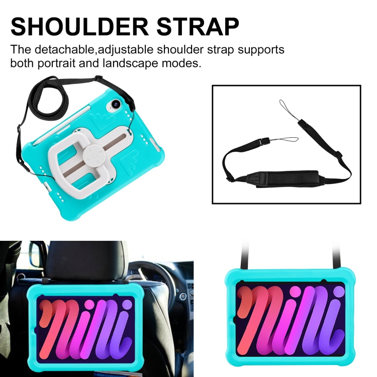 For iPad mini 6 2021 / mini 2024 Shield 360 Rotation Handle EVA Shockproof PC Tablet Case(Mint Green Beige) - iPad mini 6 Cases by buy2fix | Online Shopping UK | buy2fix