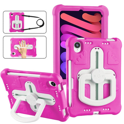 For iPad mini 6 2021 / mini 2024 Shield 360 Rotation Handle EVA Shockproof PC Tablet Case(Rose Red Beige) - iPad mini 6 Cases by buy2fix | Online Shopping UK | buy2fix
