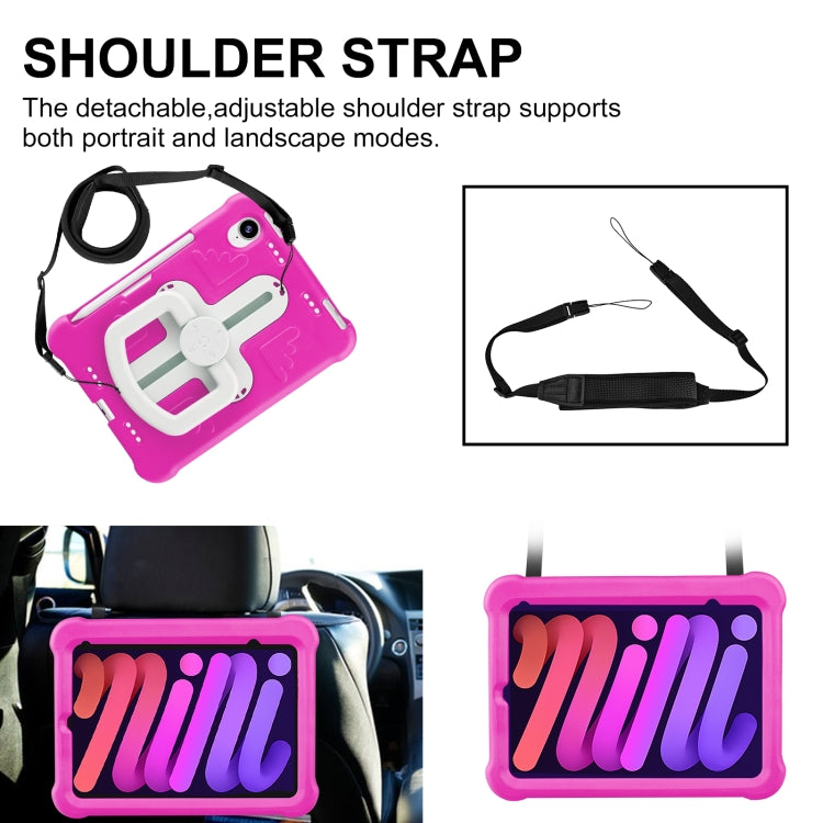 For iPad mini 6 2021 / mini 2024 Shield 360 Rotation Handle EVA Shockproof PC Tablet Case(Rose Red Beige) - iPad mini 6 Cases by buy2fix | Online Shopping UK | buy2fix