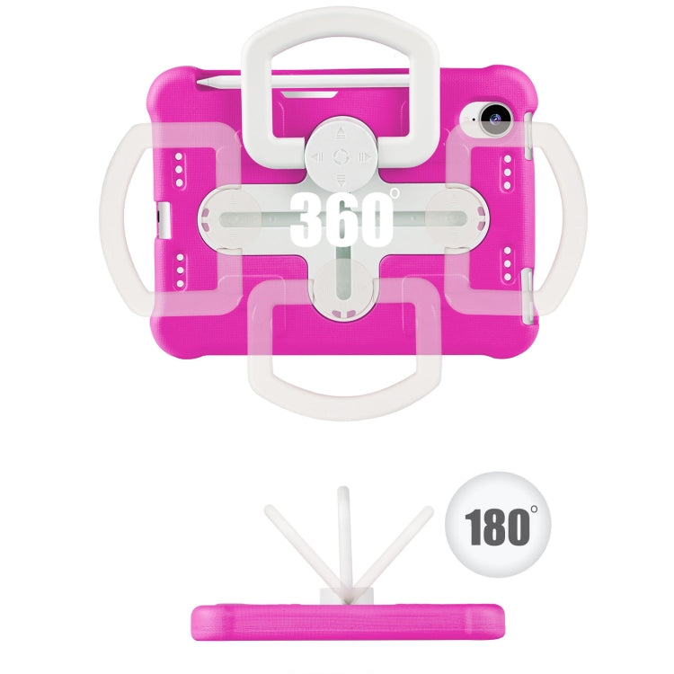 For iPad mini 6 2021 / mini 2024 Shield 360 Rotation Handle EVA Shockproof PC Tablet Case(Rose Red Beige) - iPad mini 6 Cases by buy2fix | Online Shopping UK | buy2fix