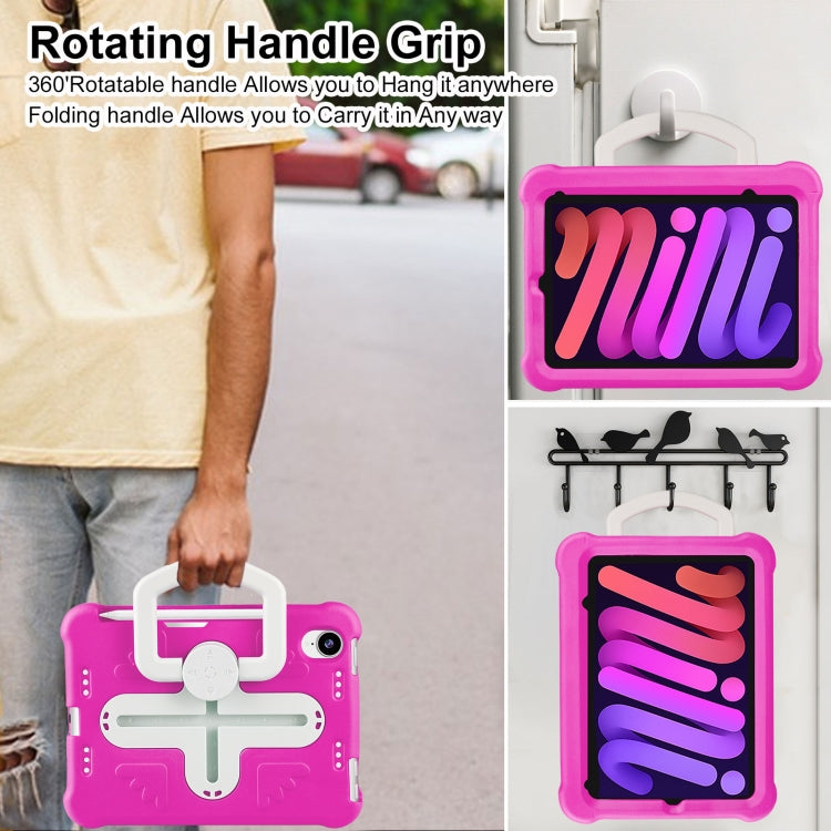 For iPad mini 6 2021 / mini 2024 Shield 360 Rotation Handle EVA Shockproof PC Tablet Case(Rose Red Beige) - iPad mini 6 Cases by buy2fix | Online Shopping UK | buy2fix