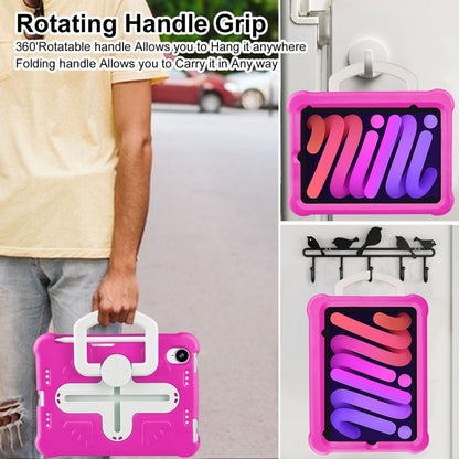 For iPad mini 6 2021 / mini 2024 Shield 360 Rotation Handle EVA Shockproof PC Tablet Case(Rose Red Beige) - iPad mini 6 Cases by buy2fix | Online Shopping UK | buy2fix