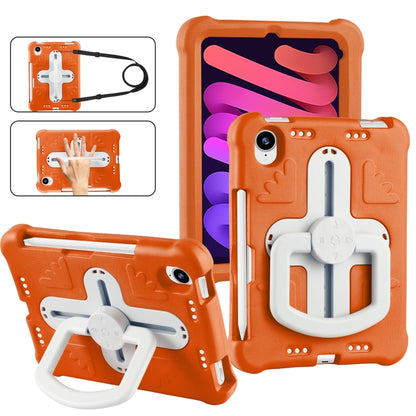 For iPad mini 6 2021 / mini 2024 Shield 360 Rotation Handle EVA Shockproof PC Tablet Case(Orange Beige) - iPad mini 6 Cases by buy2fix | Online Shopping UK | buy2fix