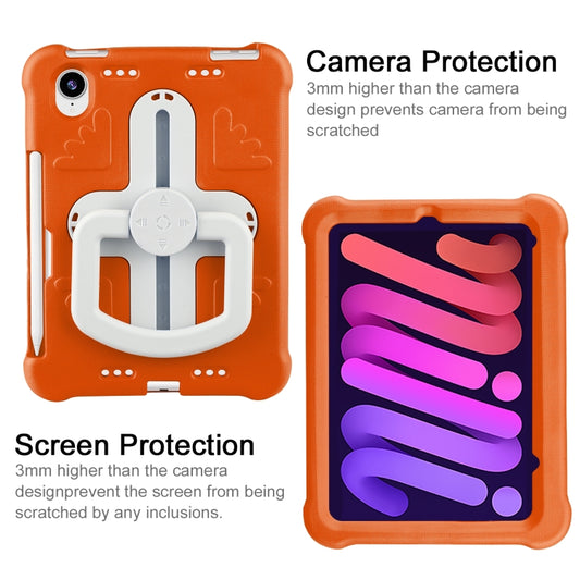 For iPad mini 6 2021 / mini 2024 Shield 360 Rotation Handle EVA Shockproof PC Tablet Case(Orange Beige) - iPad mini 6 Cases by buy2fix | Online Shopping UK | buy2fix