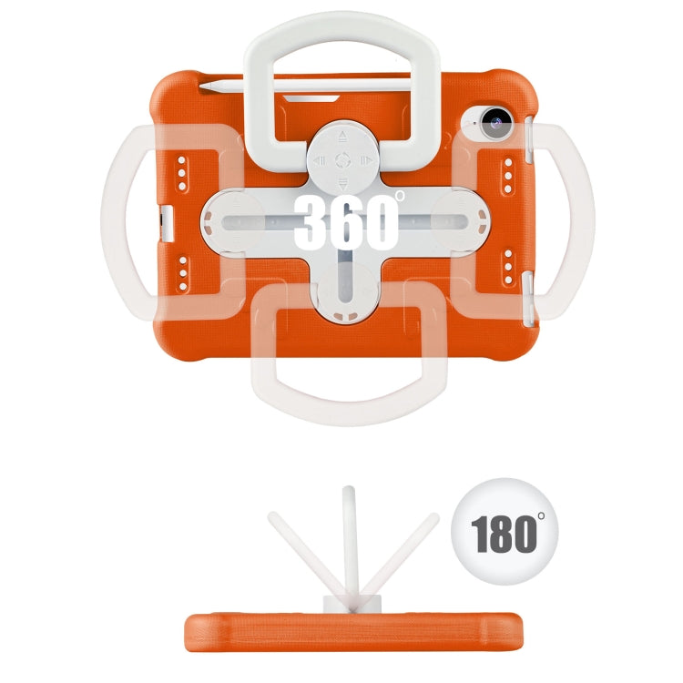 For iPad mini 6 2021 / mini 2024 Shield 360 Rotation Handle EVA Shockproof PC Tablet Case(Orange Beige) - iPad mini 6 Cases by buy2fix | Online Shopping UK | buy2fix