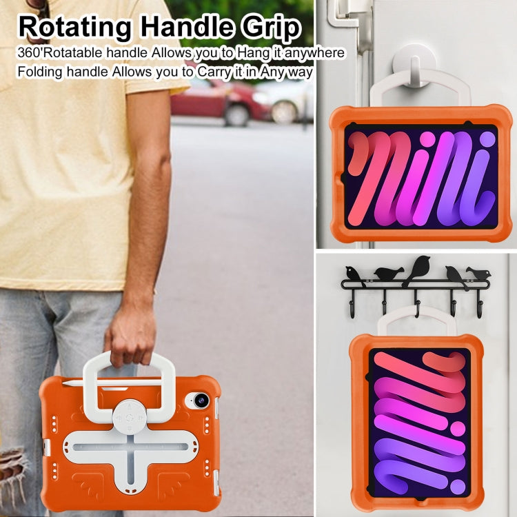 For iPad mini 6 2021 / mini 2024 Shield 360 Rotation Handle EVA Shockproof PC Tablet Case(Orange Beige) - iPad mini 6 Cases by buy2fix | Online Shopping UK | buy2fix