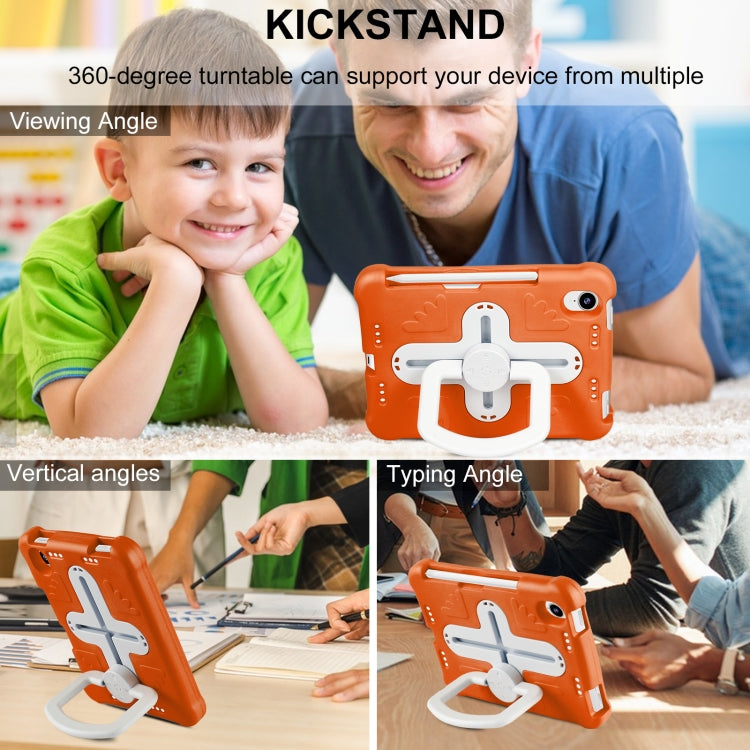 For iPad mini 6 2021 / mini 2024 Shield 360 Rotation Handle EVA Shockproof PC Tablet Case(Orange Beige) - iPad mini 6 Cases by buy2fix | Online Shopping UK | buy2fix