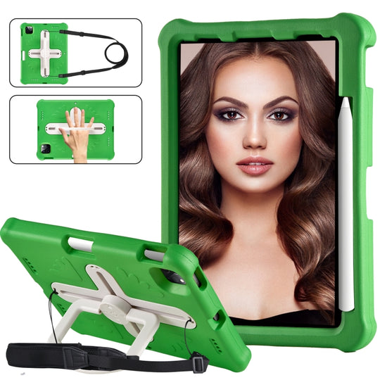 For iPad Air 11 2024  / 2025 / 2026 Shield 360 Rotation Handle EVA Shockproof PC Tablet Case(Green Beige)