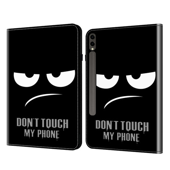 For Samsung Galaxy Tab S7+ / S8+ / S9+ Crystal Texture Painted Leather Tablet Case(Dont Touch My Phone)