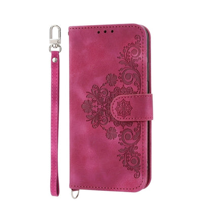 For Motorola Moto G Stylus 5G 2024 Skin-feel Flowers Embossed Wallet Leather Phone Case(Wine Red) - Motorola Cases by buy2fix | Online Shopping UK | buy2fix