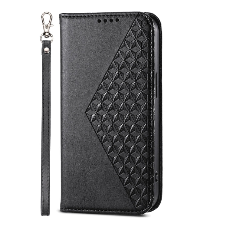 For Motorola Moto G Stylus 5G 2024 Cubic Grid Calf Texture Magnetic Leather Phone Case(Black) - Motorola Cases by buy2fix | Online Shopping UK | buy2fix