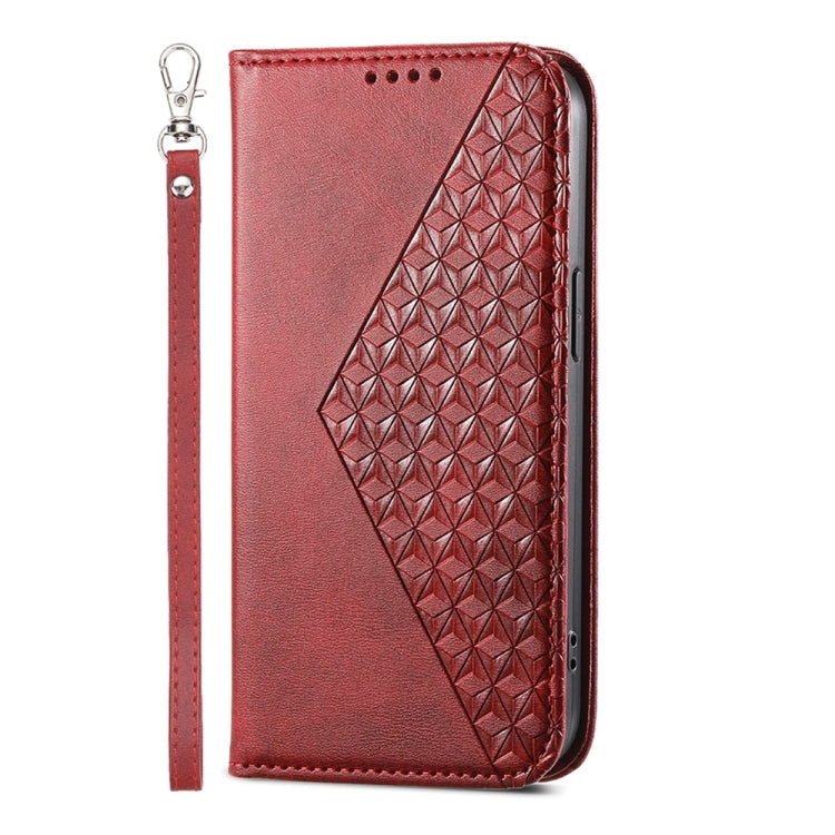 For Motorola Moto G Stylus 5G 2024 Cubic Grid Calf Texture Magnetic Leather Phone Case(Red) - Motorola Cases by buy2fix | Online Shopping UK | buy2fix