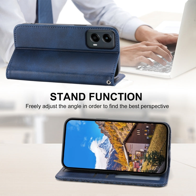 For Motorola Moto G Stylus 5G 2024 Cubic Grid Calf Texture Magnetic Leather Phone Case(Blue) - Motorola Cases by buy2fix | Online Shopping UK | buy2fix