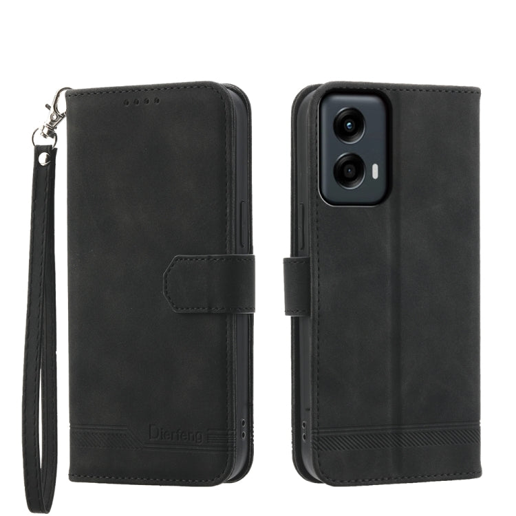 For Motorola Moto G Stylus 5G 2024 Dierfeng Dream Line TPU + PU Leather Phone Case(Black) - Motorola Cases by buy2fix | Online Shopping UK | buy2fix