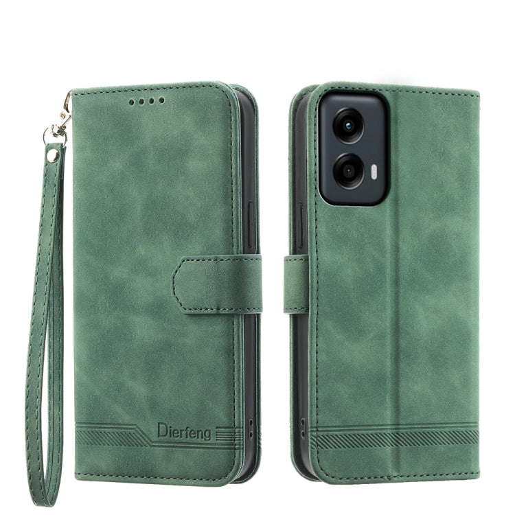 For Motorola Moto G Stylus 5G 2024 Dierfeng Dream Line TPU + PU Leather Phone Case(Green) - Motorola Cases by buy2fix | Online Shopping UK | buy2fix