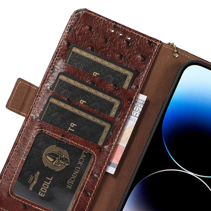 For Huawei Mate 60 Ostrich Pattern Genuine Leather RFID Phone Case(Coffee) - Huawei Cases by buy2fix | Online Shopping UK | buy2fix