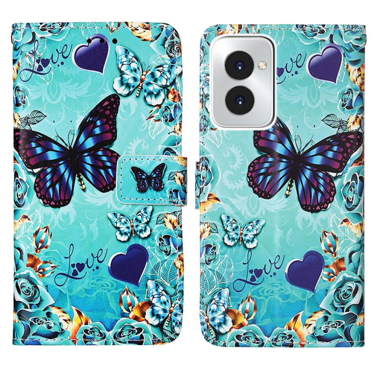 For Motorola Moto G Power 5G 2024 Colored Drawing Pattern Plain Weave Leather Phone Case(Caring Butterfly) - Motorola Cases by buy2fix | Online Shopping UK | buy2fix