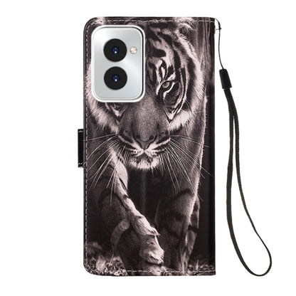 For Motorola Moto G Power 5G 2024 Colored Drawing Pattern Plain Weave Leather Phone Case(Black And White Tiger) - Motorola Cases by buy2fix | Online Shopping UK | buy2fix