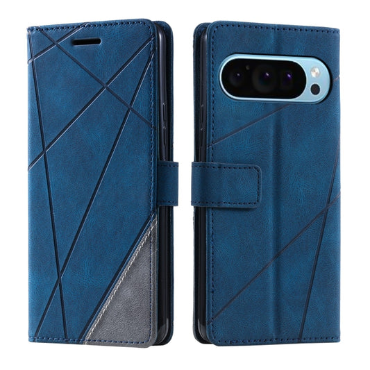 For Google Pixel 9 Pro Skin Feel Splicing Leather Phone Case(Blue) by buy2fix