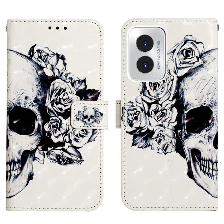 For Motorola Moto G Play 4G 2024 3D Painting Horizontal Flip Leather Phone Case(Skull) - Motorola Cases by buy2fix | Online Shopping UK | buy2fix