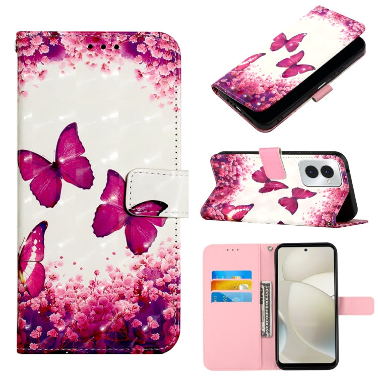 For Motorola Moto G Power 5G 2024 3D Painting Horizontal Flip Leather Phone Case(Rose Butterfly) - Motorola Cases by buy2fix | Online Shopping UK | buy2fix