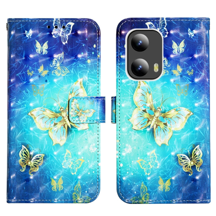 For Motorola Moto G Play 5G 2024 3D Painting Horizontal Flip Leather Phone Case(Golden Butterfly) - Motorola Cases by buy2fix | Online Shopping UK | buy2fix